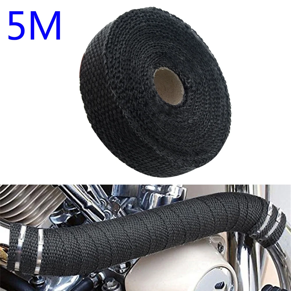 Thermal Heat Wrap 1.5mm 5 Meters Pipe Insulation Tape Exhaust Glass Fiber Insulation Tape +4*Ties Car Accessories