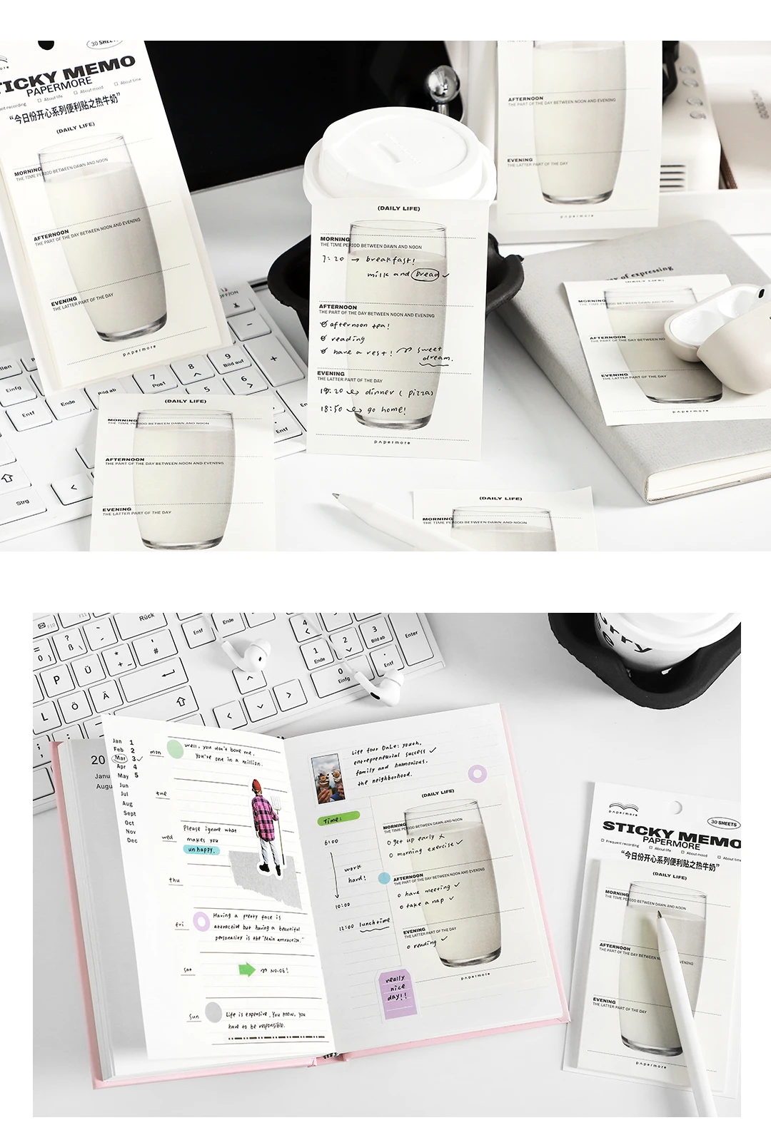 Niedlicher Gelato-Schleifenknoten Haftnotizblock Selbstklebendes Schreibpapier Schul-Bastelbedarf Notizbuch Schreibwaren Dekoration – Detail 10