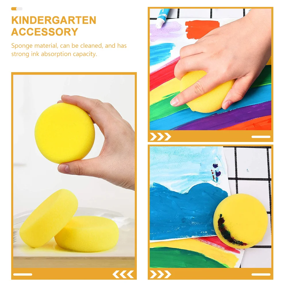 25 Pcs Painting Absorbent Sponge Kids Drawing Sponges Kindergarten Accessory Children Tools Round