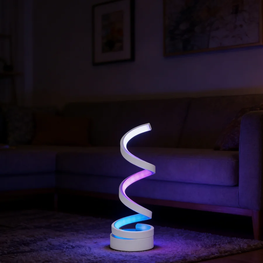 

1 шт. RGB спиральная светодиодная настольная лампа, современный ночник с изменением цвета для спальни, игровой комнаты и декора для вечеринок
