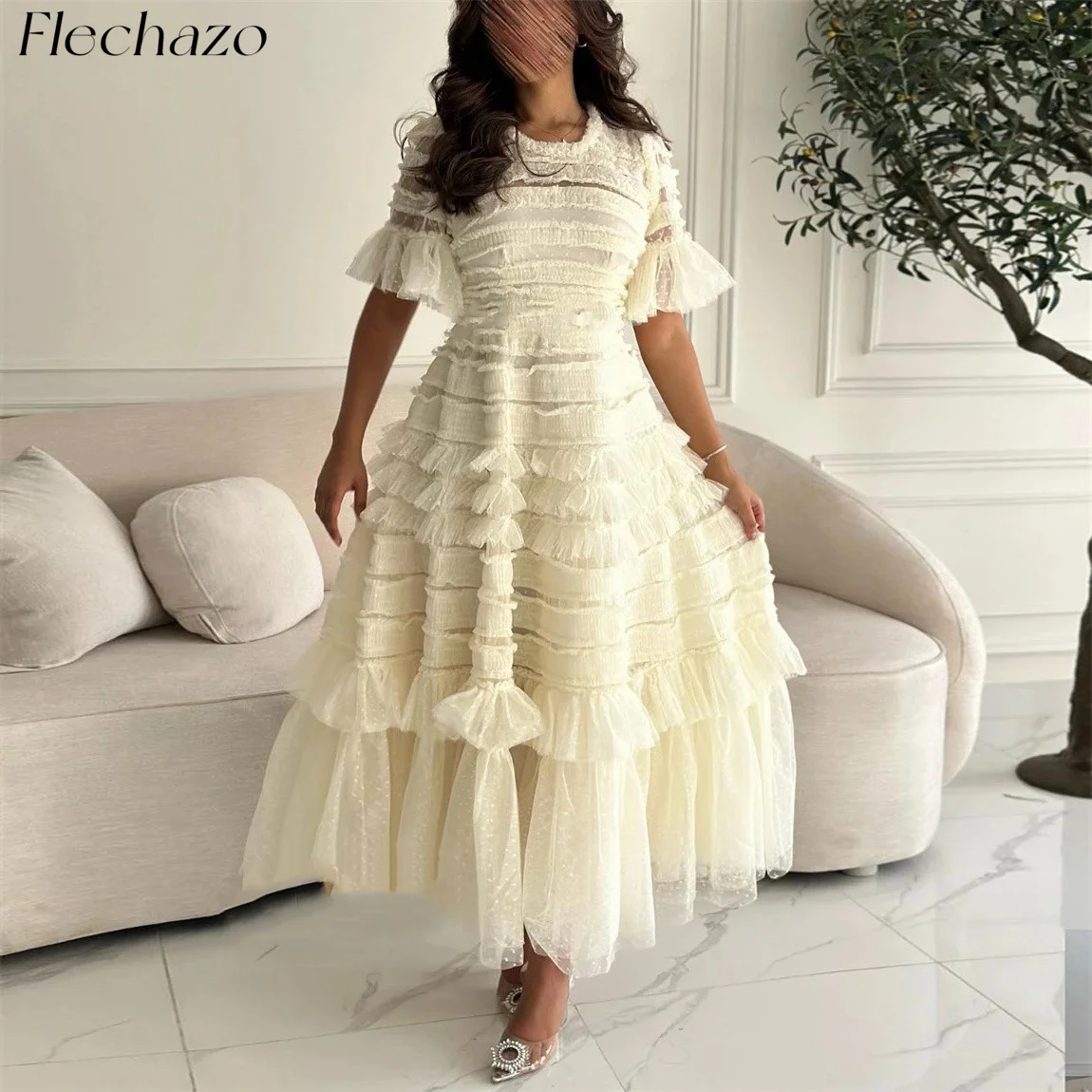 

Flechazo Summer Evening Dresses O Neck A Line Tiered Ruffles Elegant Formal Party Dress For Women 2024 vestidos de fiesta