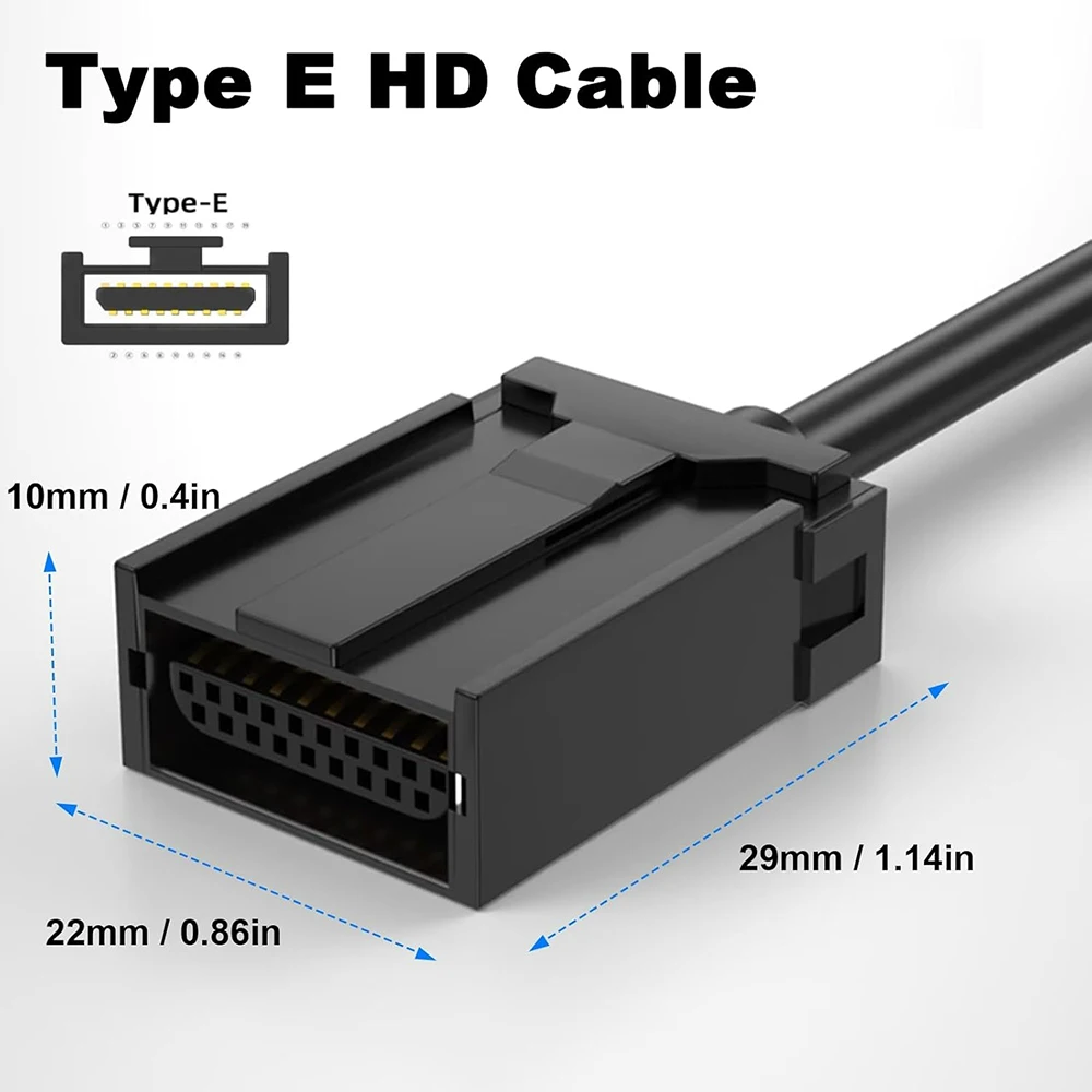 1.5M Impact Resistance HDMI-compatible E Type to A Cable, Automotive 4K 1080p HD Video Audio Cord for Car Dashboard Multimedia