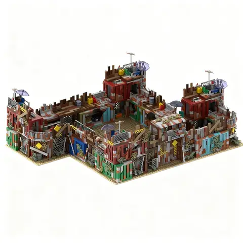 2054pcs MOC Fallout Modular Wasteland Camp - Barricades V2 Modular Buildings Model Building Blocks Christmas Gift Toy Brick