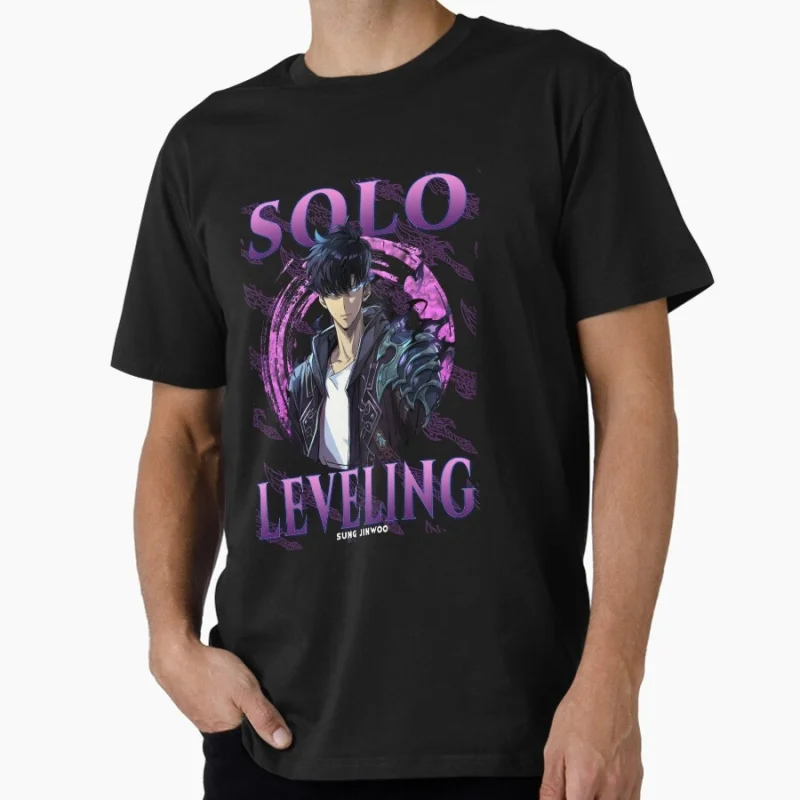 

Solo Leveling - Sung Jinwoo Anime Gift t shirt 100% cotton printed Graphic Clothes Y2K clothes Cartoon Tee All size Tops S-6XL