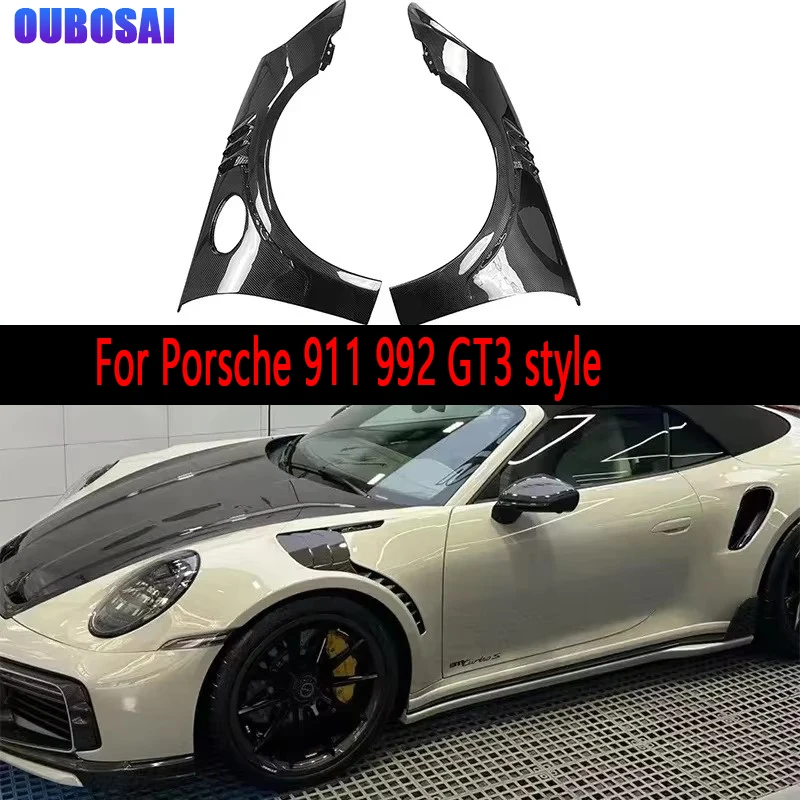 

For Porsche 911 992 GT3 style Dry Carbon Fiber Car Front Bumper Side Fender Air Vent Covers Trims Parts Body kit