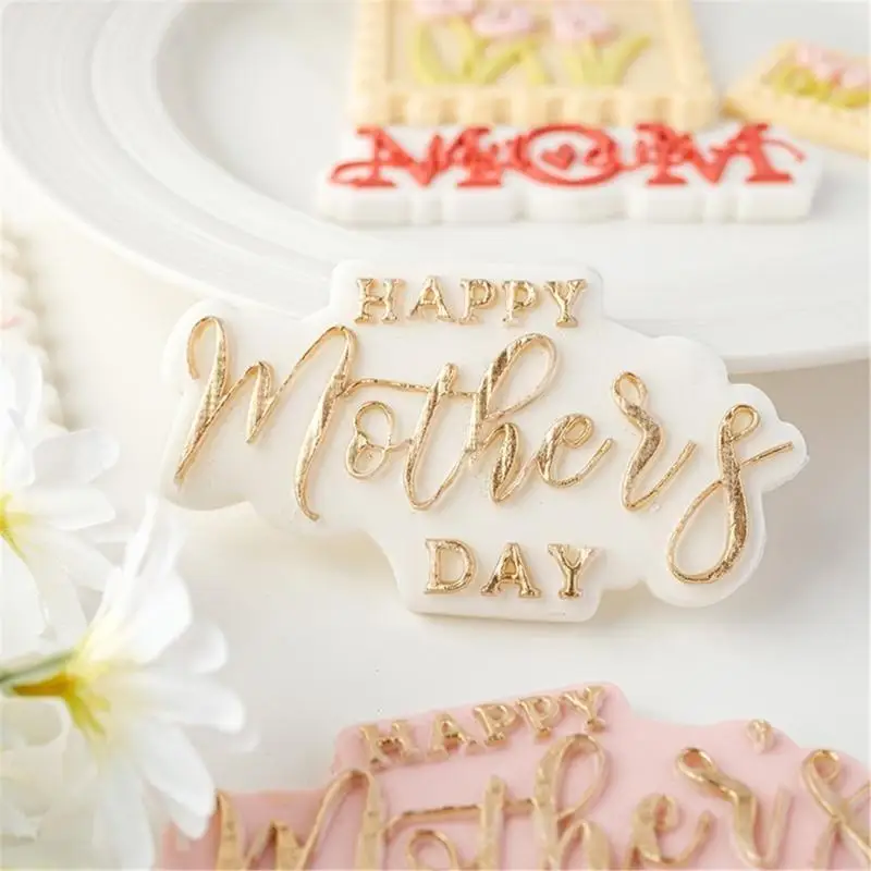 

E8BD Biscuit Moulds Easy to Use Biscuit Stamps Mothers' Day Theme Plastic Material