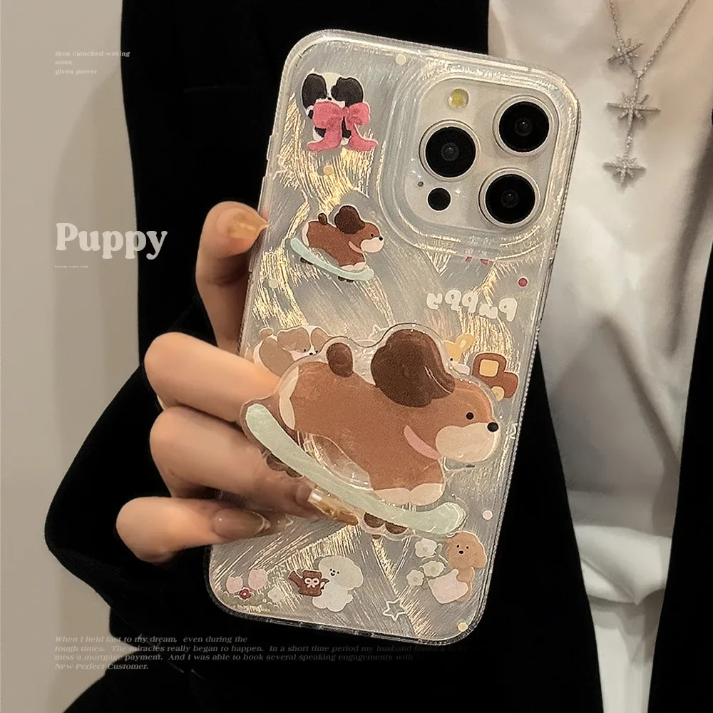 

Fun Instagram For iPhone 16 15 14promax skateboard puppy stand phone case For iPhone 13 12pro 11 hard cute pet