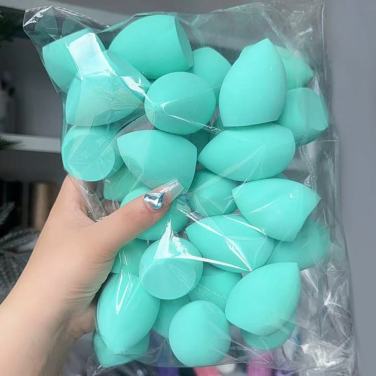 Hochwertiges 30-teiliges Mint Blue Beauty-Schwamm-Set – Nass- und Trocken-Make-up-Puff für das Gesicht, professionelles tägliches Foundation-Tool für Anfänger
