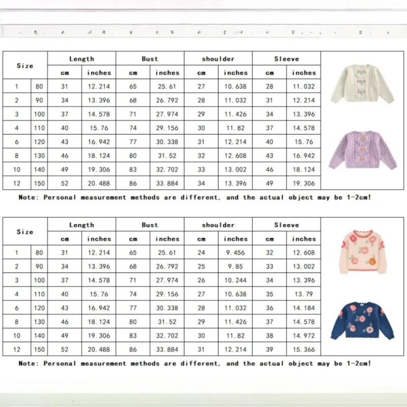 Children Jumper OUYANG&IVAN LM2024 Autumn/winter Wool Sweater for Girl Hand-embroidered Hook Pullover Sweater Kid Cardigan