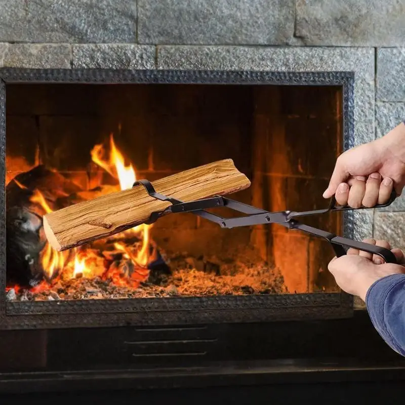 Firewood Tongs Log Grabber Tongs Rustproof Wood Stove Fire Place Tools Safely Moves Firewood Wood-Burning Fire Pit Or Fireplace