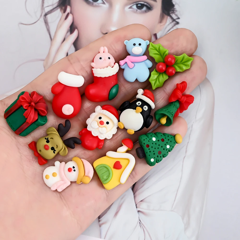 5 ชิ้น/ถุง 5D Nail Art Charm น่ารักและน่าสนใจ Santa Claus, ต้นไม้, ตกแต่งเล็บ DIY สําหรับเคสโทรศัพท์, ปากกา, เล็บ ฯลฯ