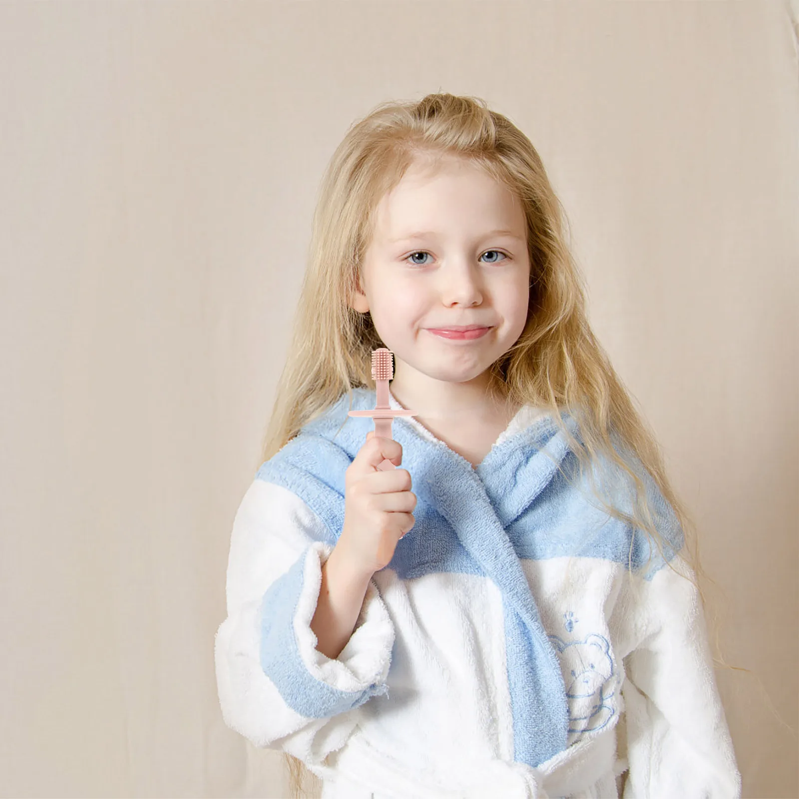 

1Pcs Silicone Baby Toothbrush Protective Baffle Manual Safe Toddler Oral Care Soft Bristles Training Toothbrush Pink