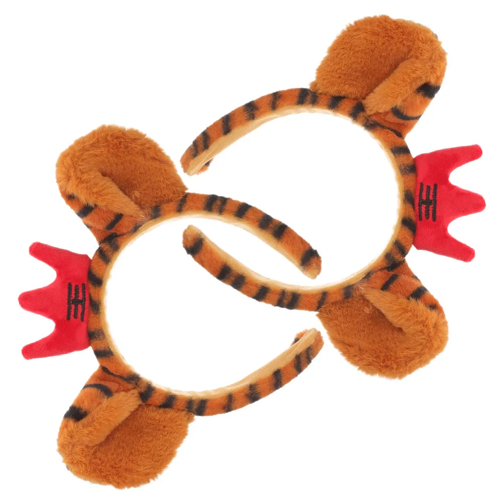 

2pcs Tiger Ears Headband Cute Animal Ear Hairband Comfortable Stylish Halloween Cosplay Party Accessory Soft Women Costume
