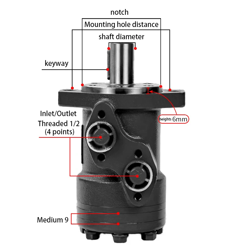 BMR Series Hydraulic Motor Two-Hole/Four-Hole High Torque Forward Reverse Low Noise Hydraulic Motor High Speed Cycloid Trans