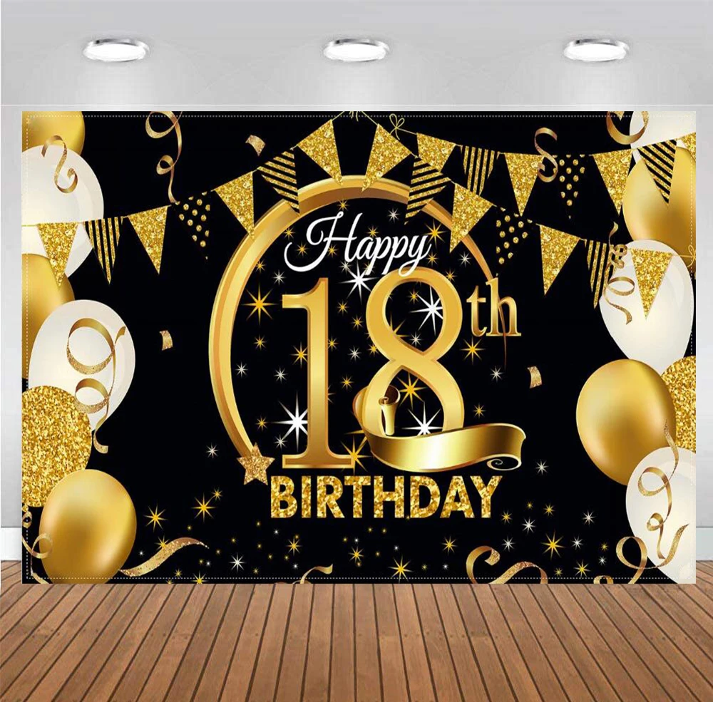 

Costumised 18th Birthday Backdrop for Girls Party Decoration Sweet 18 Years Old Bar Mitzvah Photography Background Photo Banner