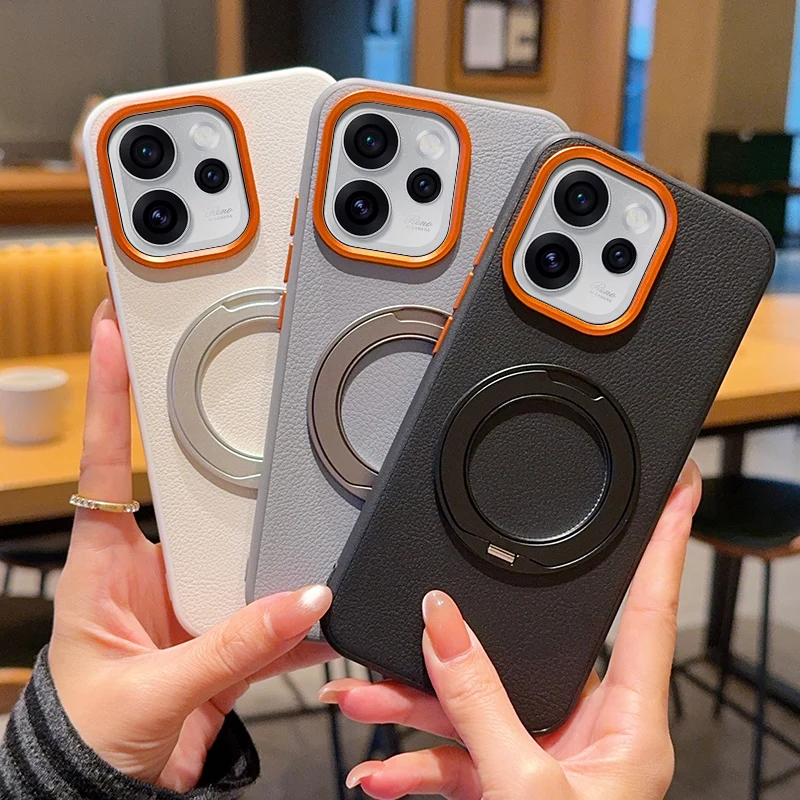 

With Holder Phone Case For OPPO Reno 15 Pro Magnetic Wireless Charger PC Hard Shell Protective Solid Color Shockproof Back Cover