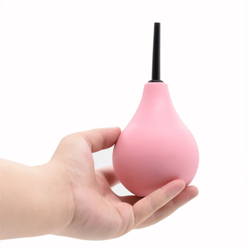 Pink 225ML Portable Travel Silicone Toilet Bidet Shower Bulb Anus Cleaning Bottle with Enema Nozzle for Personal Hygiene
