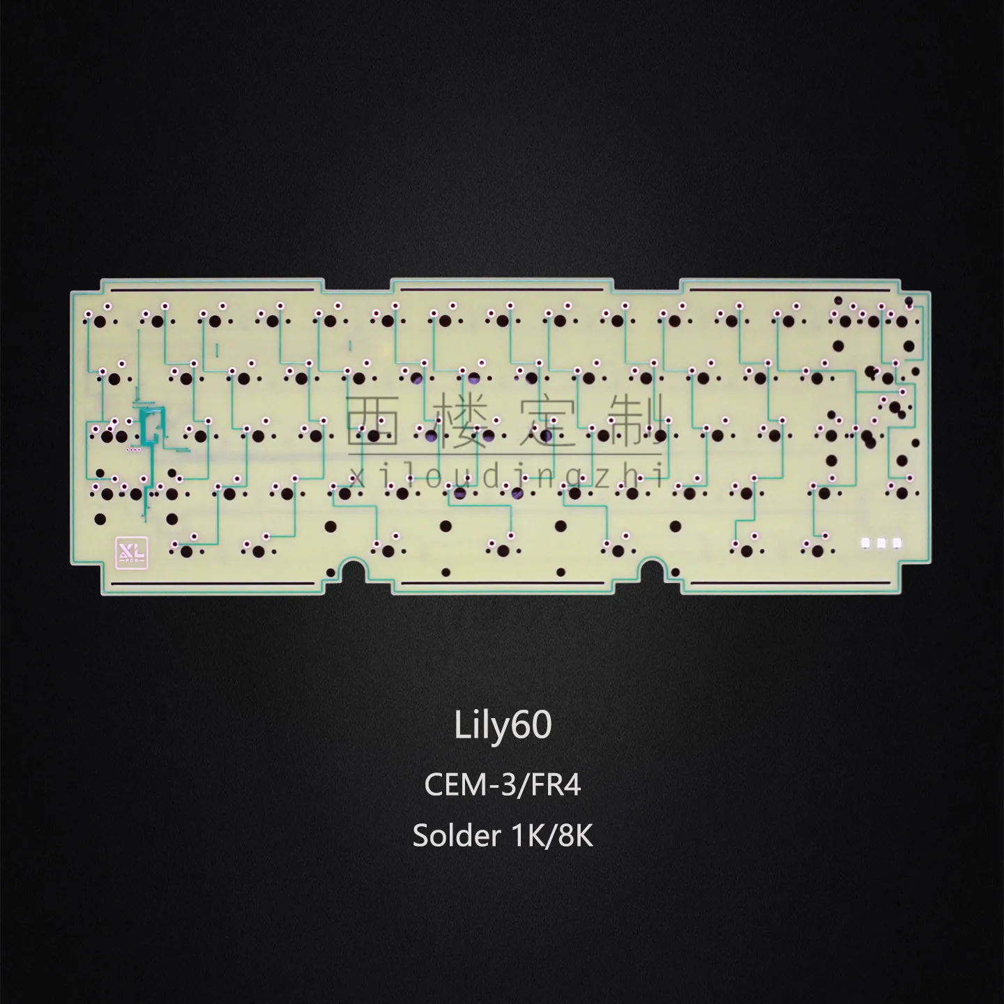 Replacement PCB for Lily60 1.2mm FR4/CEM3 base VIA Remap 1k/8k Options