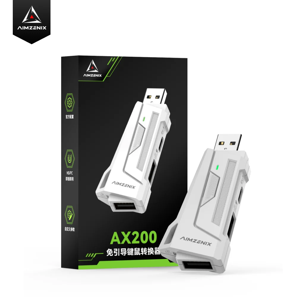 Adaptateur K&M de jeu PC Aimzenix AX200, Macro Smart Rocker, personnalisation d'app, taux de rapport 1000 Hz, meilleur pour APEX