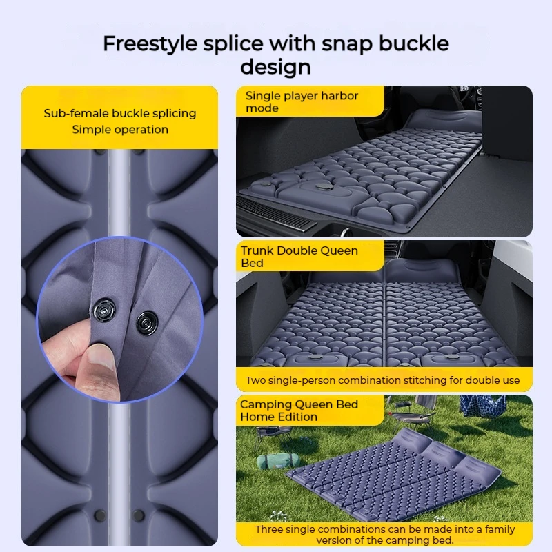 عالية الجودة السيارات سرير قابل للنفخ سيارة طوي السفر التخييم فراش جذع التسوية وسادة فراش وسادة النوم سيارة تحويل السرير