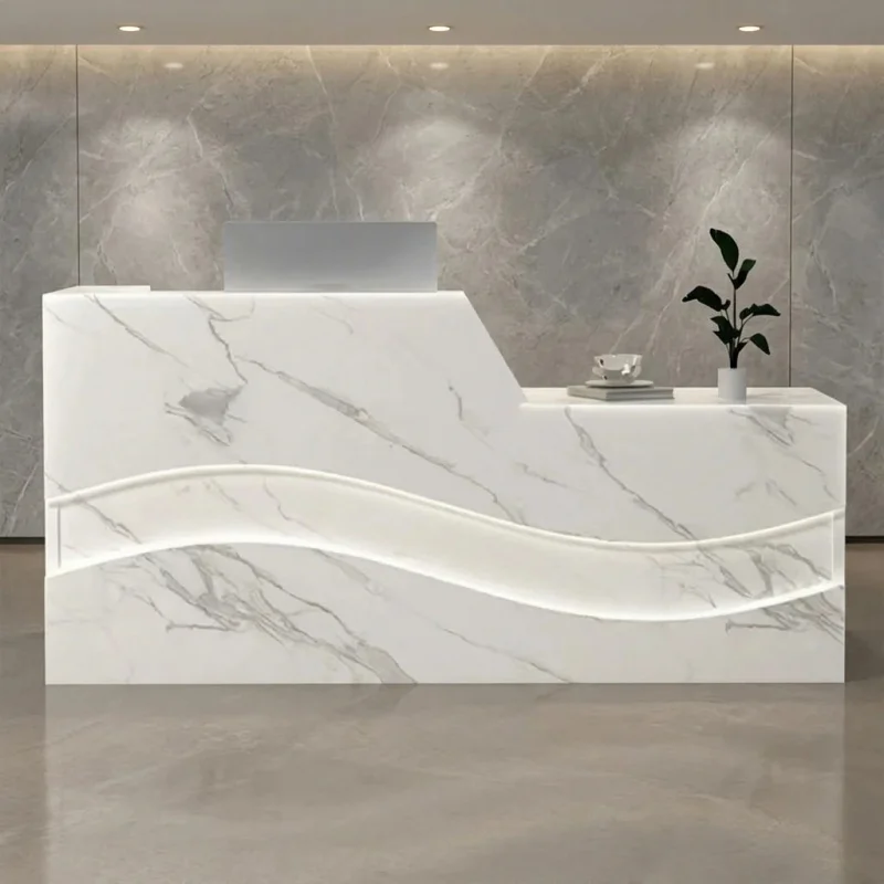 custom.Modern Light Luxury MDF Eco-Friendly Reception Desk Clothing Store Beauty Salon Company Counter Bar Table