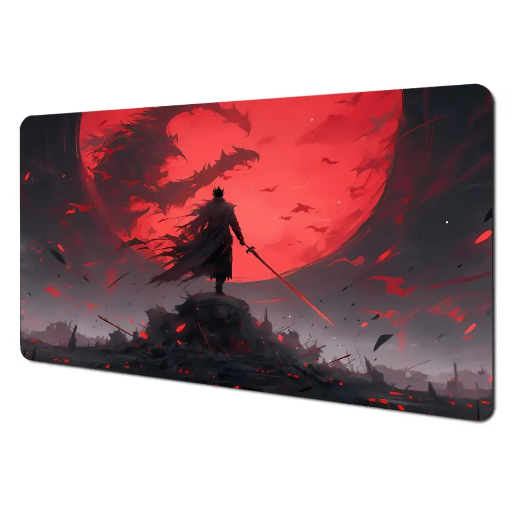 

Коврик для мыши Samurai Sunset, большие коврики для компьютерных офисных игровых настольных ковриков XXL, резиновые противоскользящие коврики для игровой клавиатуры, длинные настольные коврики