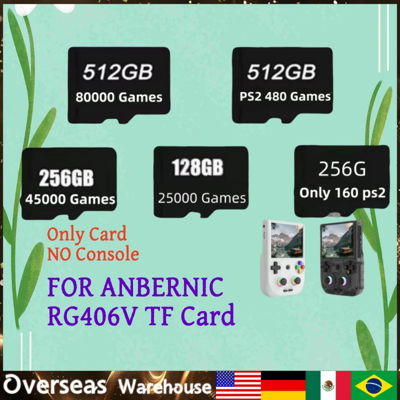 For ANBERNIC RG406V TF Card Video Game Consoles PSP Games Memory Card PS2 Plug&play Pre-install Retro 512G 80000 Games Card