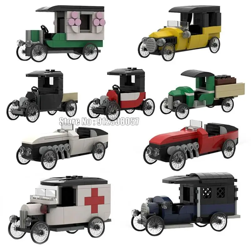 Technical Retro Classic Roadster Ambulance Pickup Sportscar Sports Car Carriage Van Building Blocks Toy