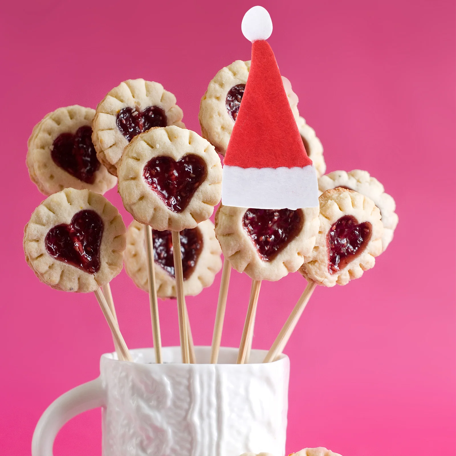 24 pçs mini chapéu de papai noel pirulito decoração chapéus em miniatura para brinquedo de festa pequenas capas de tecido não tecido sazonal