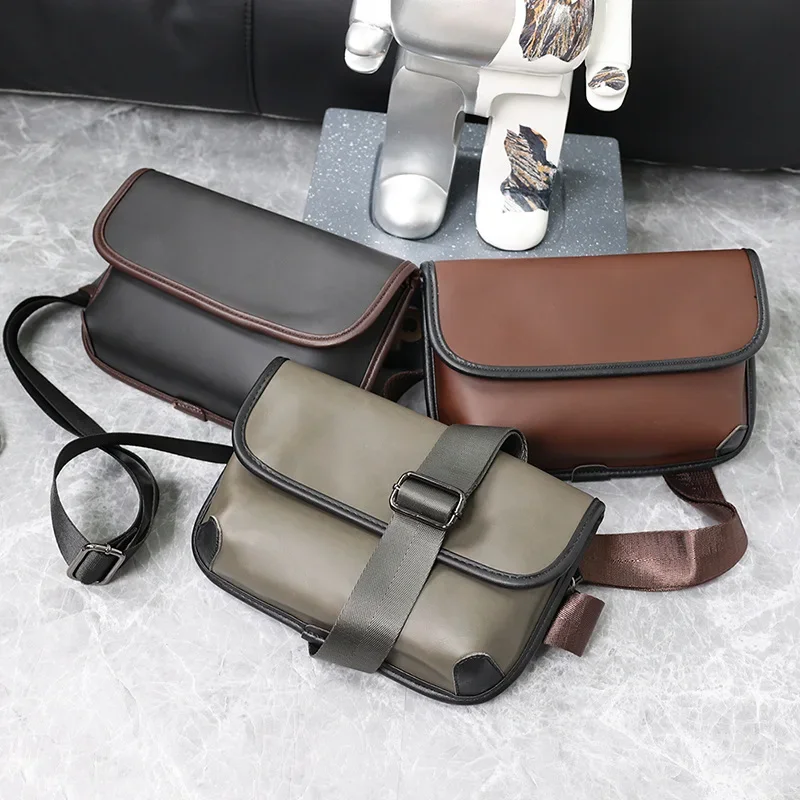 Soft Pu Leather Men\'s Crossbody Bag Vintage Square Messenger Bag Fashion Shoulder Bag For Men Chest Bag Casual Shoulder Bag