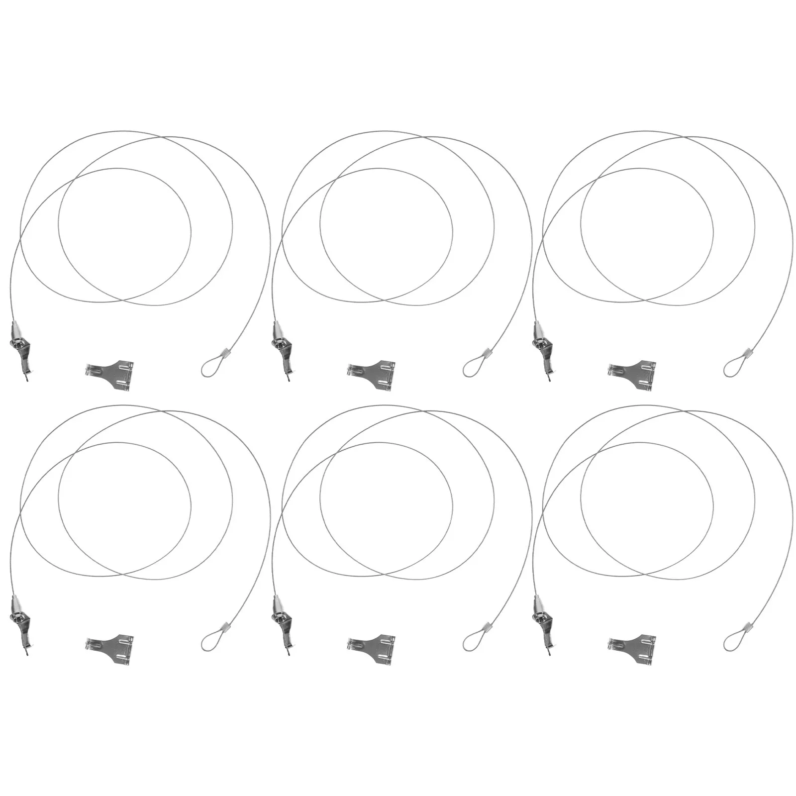 6Sets Picture Rail Hooks Kit Heavy-Duty Steel Wire Hanging System for Photos Paintings Art Gallery Hotel Home Display