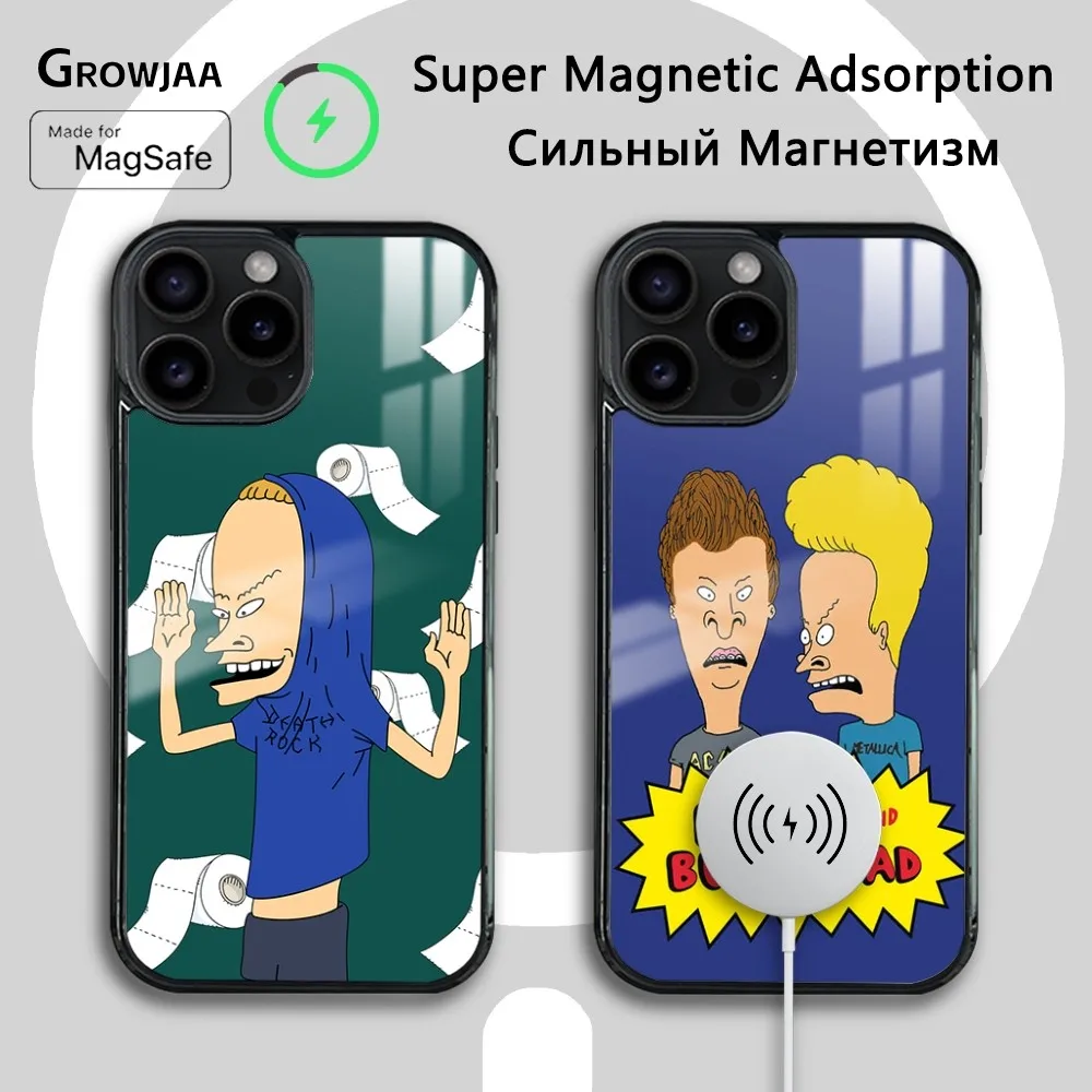 

Cartoon B-Beavis And Butt-Head Phone Case For iPhone 16 15 14 13 12 11 Pro Max Plus Mini Magsafe Mirror Wireless Magnetic Cover