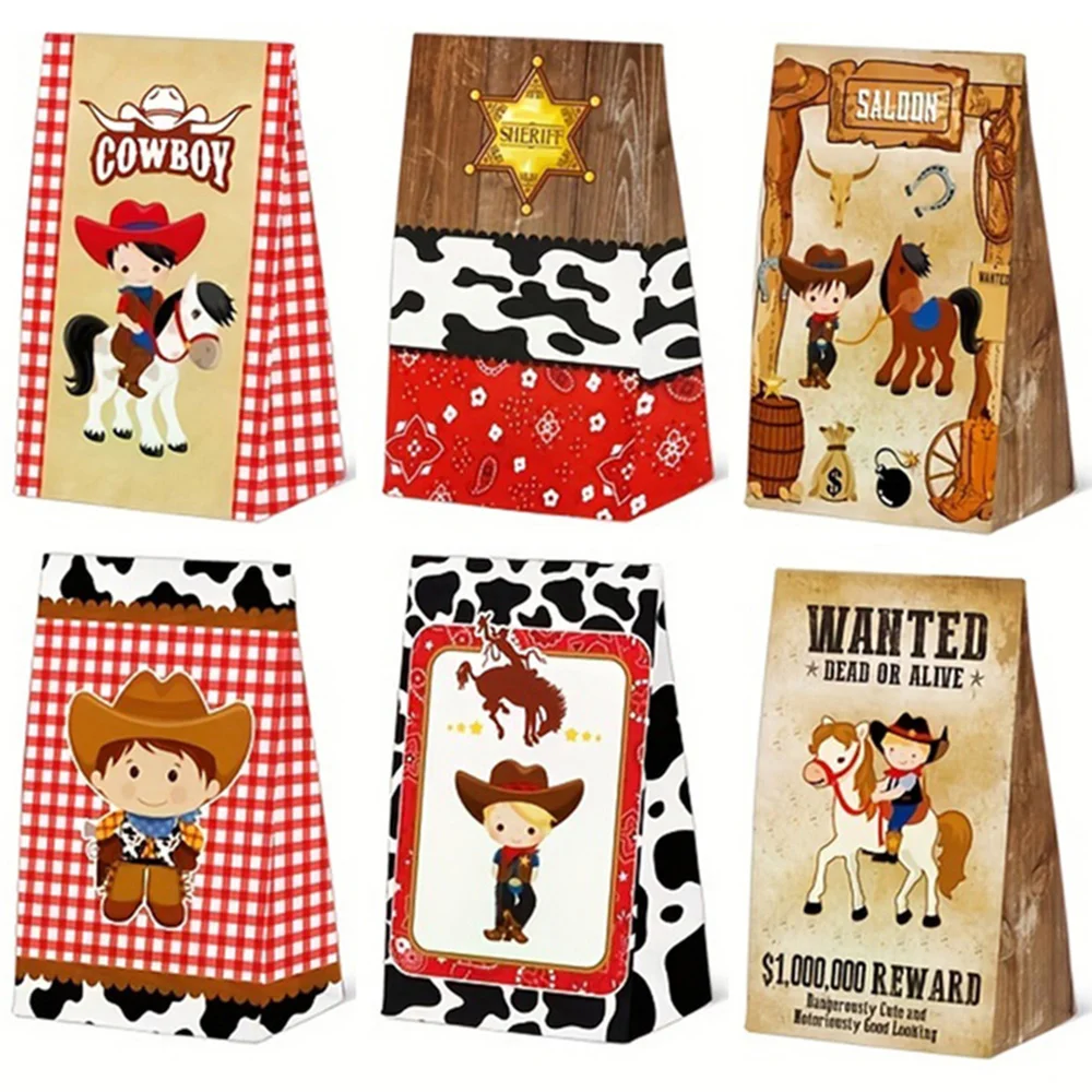 

12 Horse Party Favor Bags Western Cowboy Candy Bags Wild West Gift Treat Bags for First Rodeo Birthday Decorations Boy Supplies