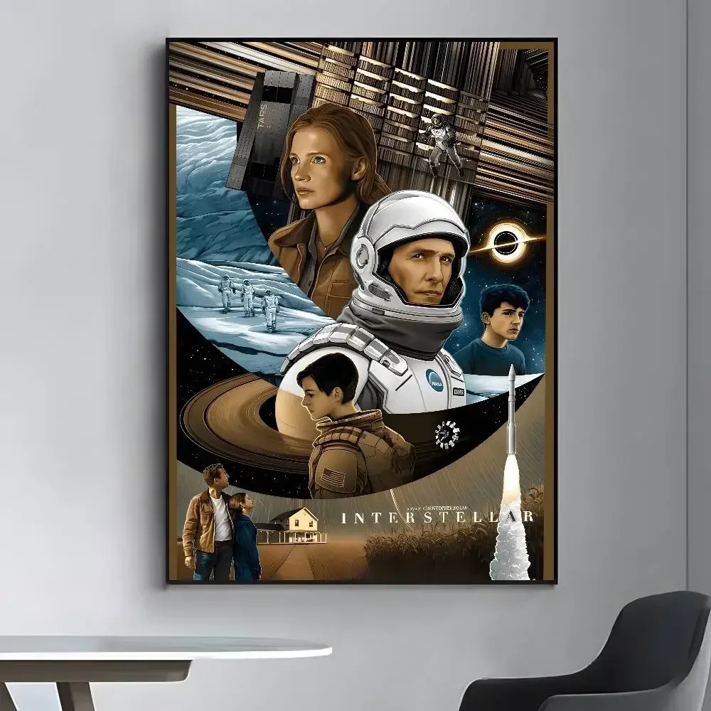 فيلم الخيال العلمي الكلاسيكي بين النجوم الكون الفن قماش HD ورق الطباعة الجمالية جدار الفن لغرفة المعيشة بار ديكور المنزل الموضة #4