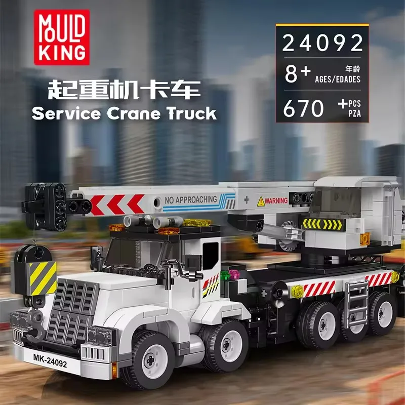 New 670PCS MOC Service Crane Truck Model Constructor Mould King 24092 Building Blocks Kit Educational Toys Children Gifts