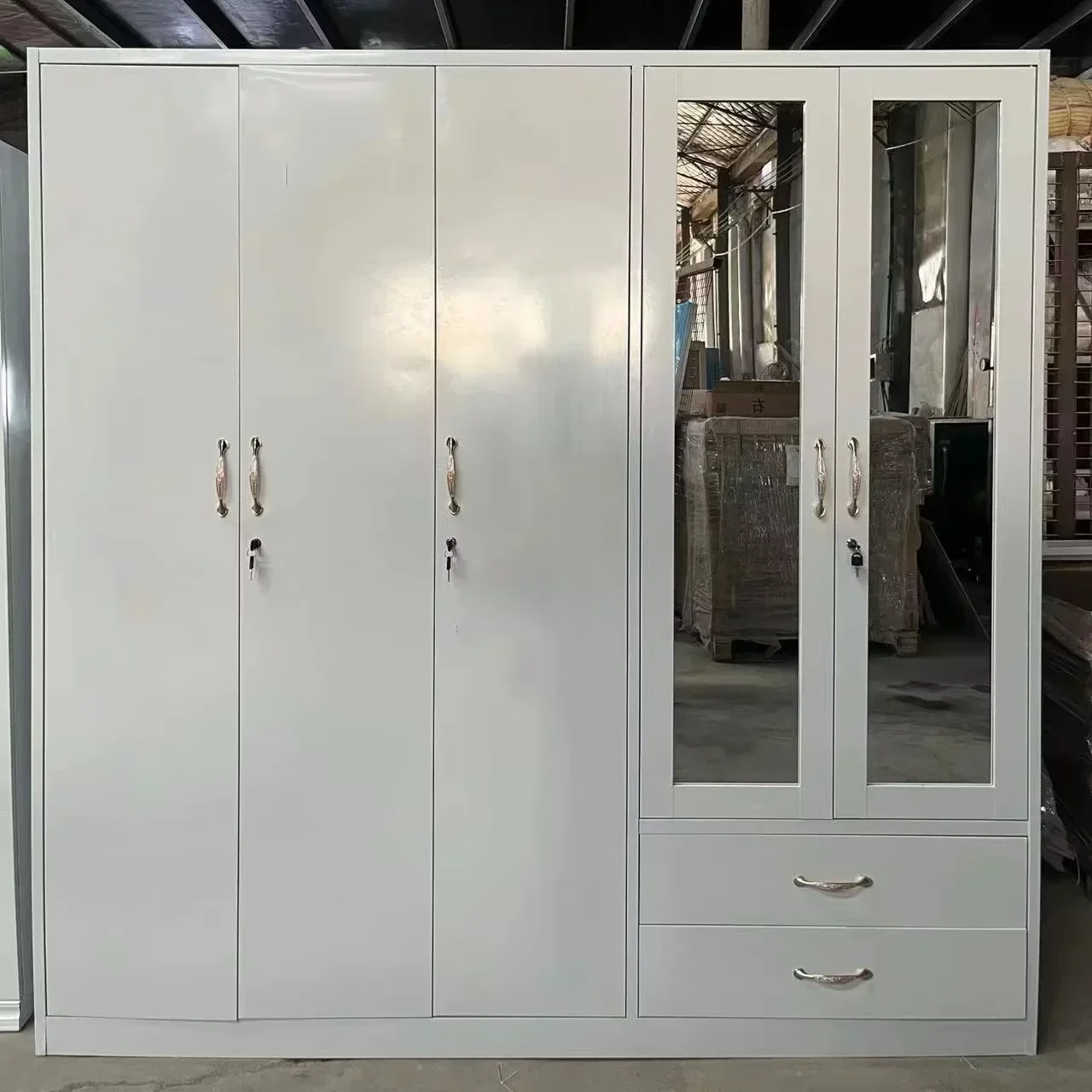 Bedroom Wardrobe Metal Storage Cabinet Closet Clothes Organizer Simple Pure White Wardrobes Unit Almari Home Furniture