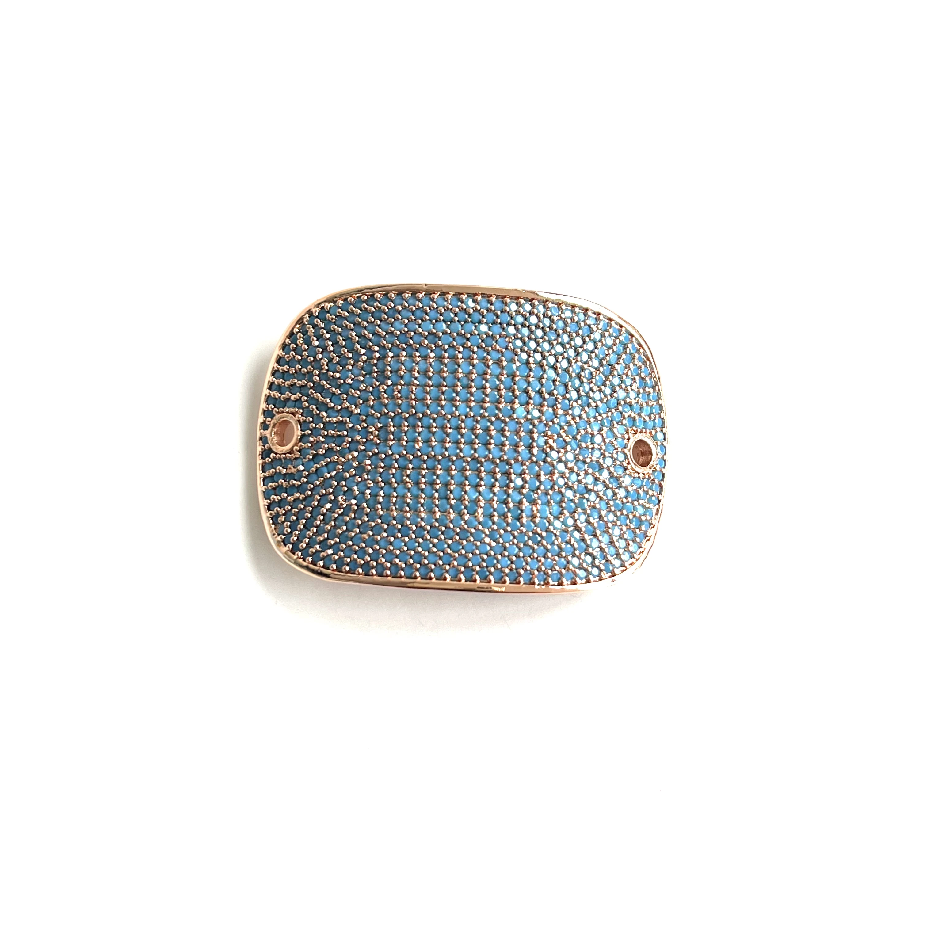 Turquoise Zirconia Pave Rectangle Connector Spacer for Custom Design Handmade Jewelry Accessory Findings Bracelet Necklace