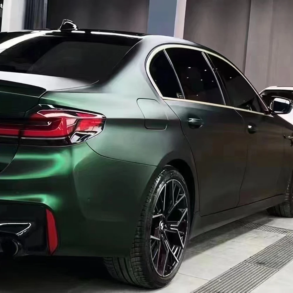 Avvolgimento in vinile per auto sul tetto del cofano in fibra di carbonio verde Venom PET da 1,52x18 m 5x59 piedi