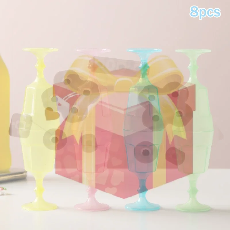 Plastic Colorful Wine Goblets  Set for Easter Party Durable Reusable Cups for Home Dinner Events