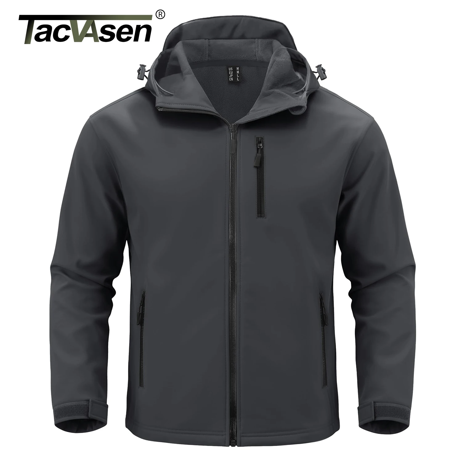 

TACVASEN Hooded Rain Softshell Jacket Mens Fleece Lined Waterproof Jacket Work Jacket Outdoor Trekking Hiking Windbreaker Male