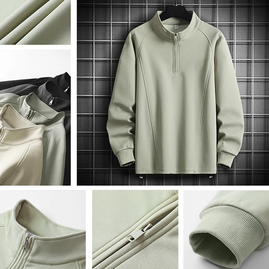 8XL Plus Size Stand Collar Sweatshirts Men Spring Autumn Sweatshirt Fashion Casual Pullover Male Big Size 8XL