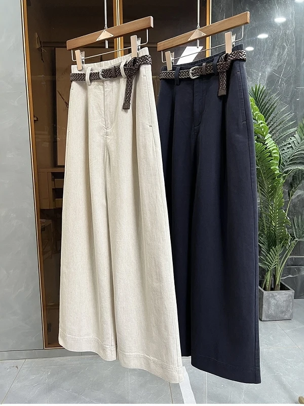 

Хлопковые льняные повседневные брюки с высокой талией, женские летние новые модные прямые широкие брюки, удобные дышащие брюки в стиле ретро