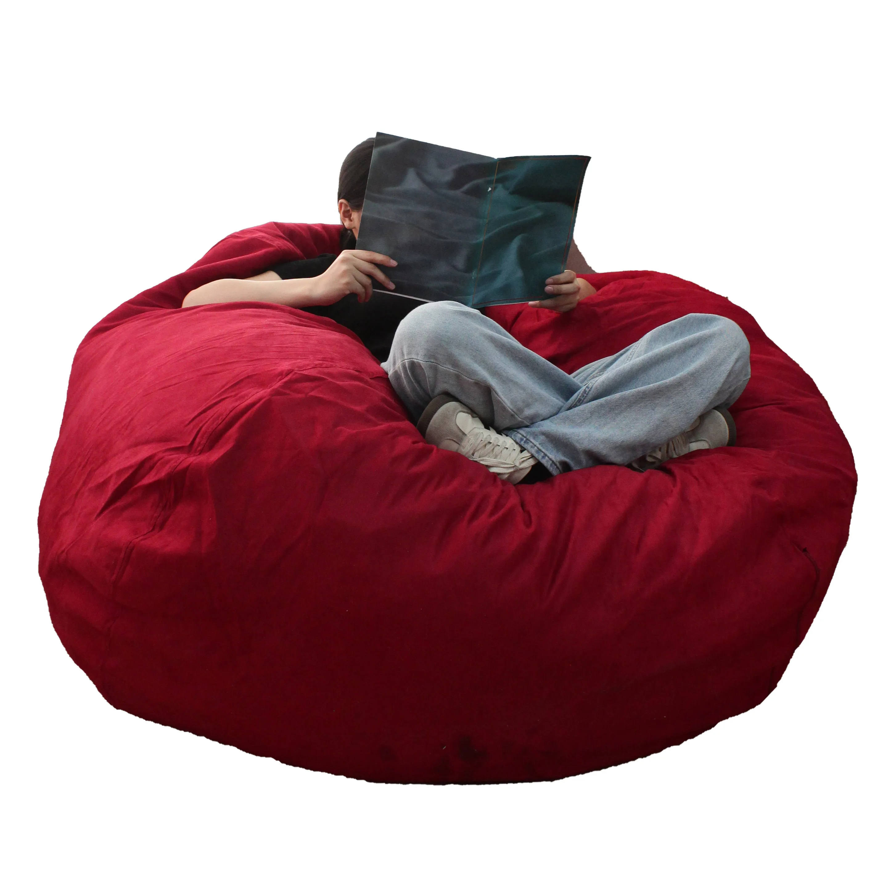 Luxury faux suede giant shredded Foam Filled Bean Bag Lazy Sofa Chair with upholstery weight fabric cover