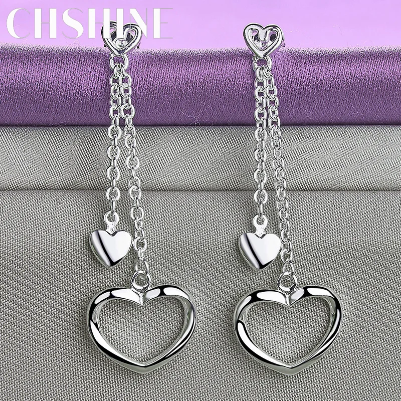 

CHSHINE 925 Sterling Silver Heart Frame Earrings For Women Fashion Charm Jewelry