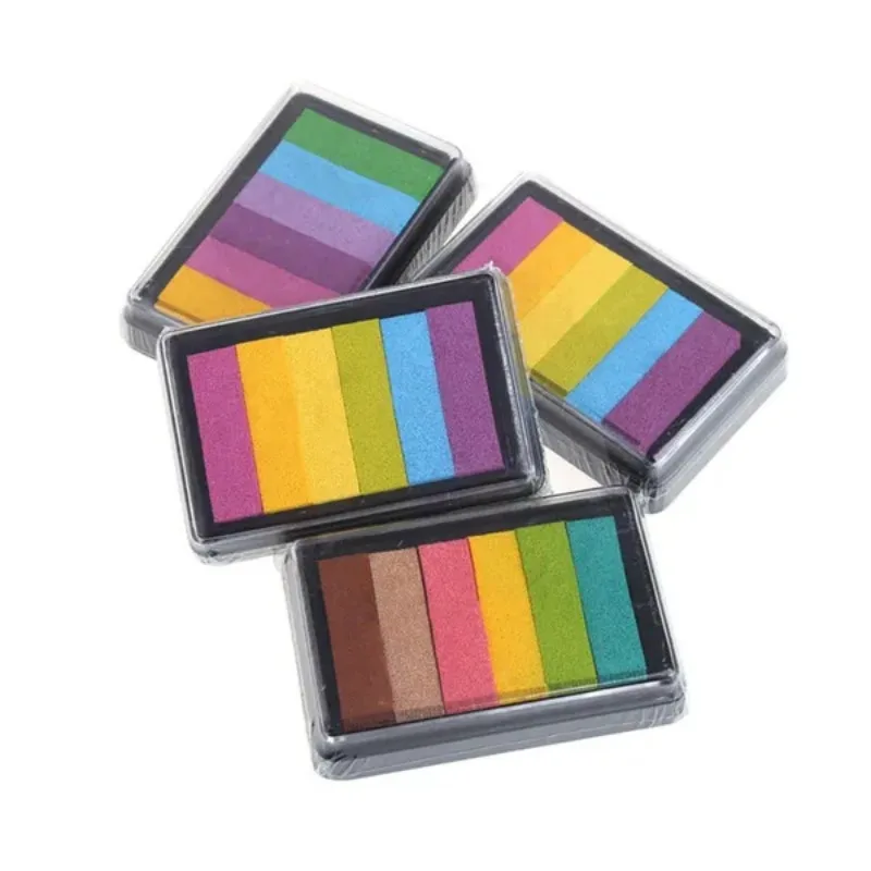 6 Colors / Box Safety Non-Toxic Multicolor Ink Pad Gradient Color Rainbow Inkpad