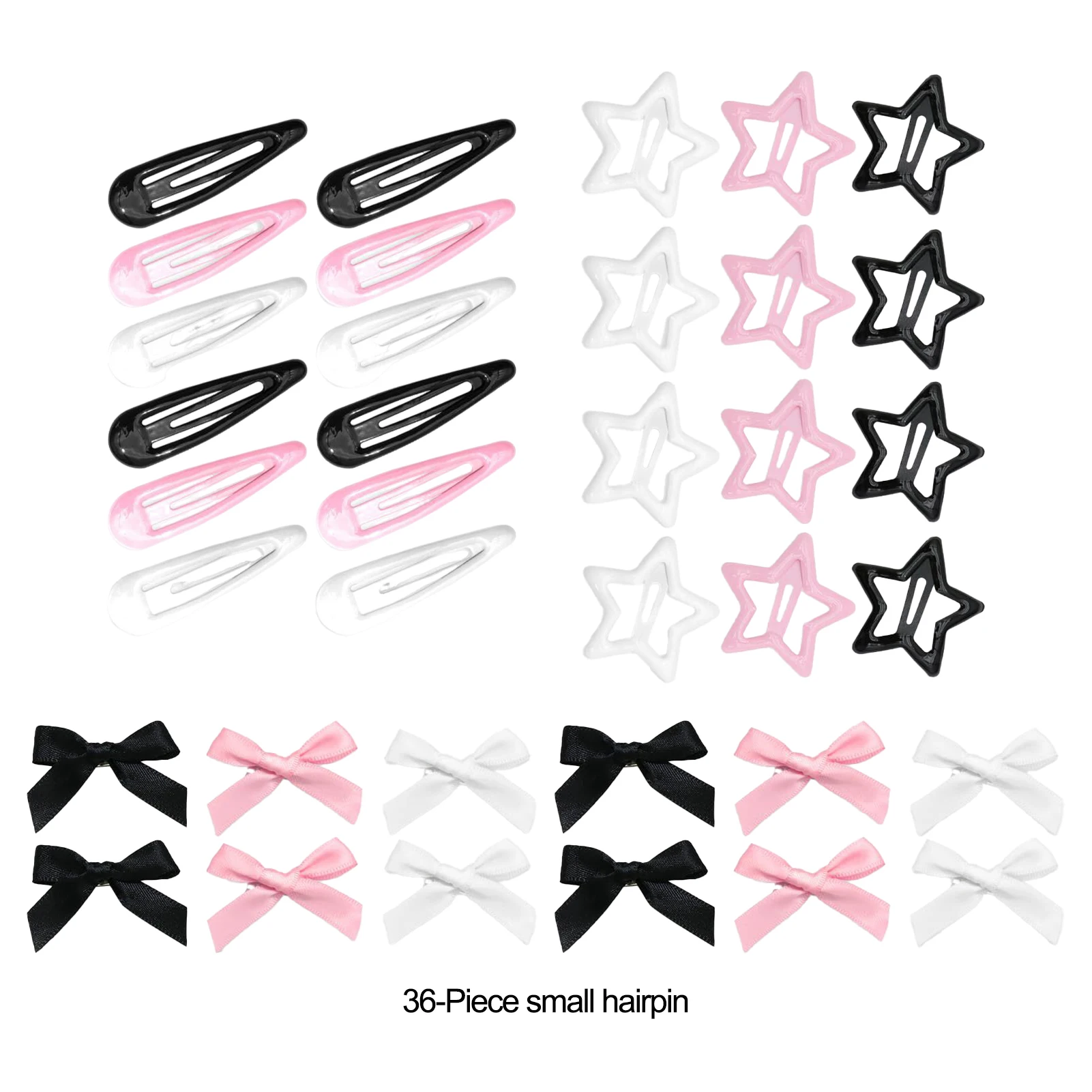 Hair Clips Cute Sweet Y2K Style for Women Girls Handmade Fabric Bowknot BB Pins Daily Styling Accessories 36pcs Set