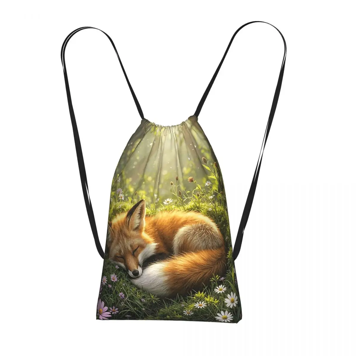 The Fox Sleeping In The Forest Backpacks Fashion Drawstring Bundle Pocket Sundries Bag Book Bags for Man Woman Students