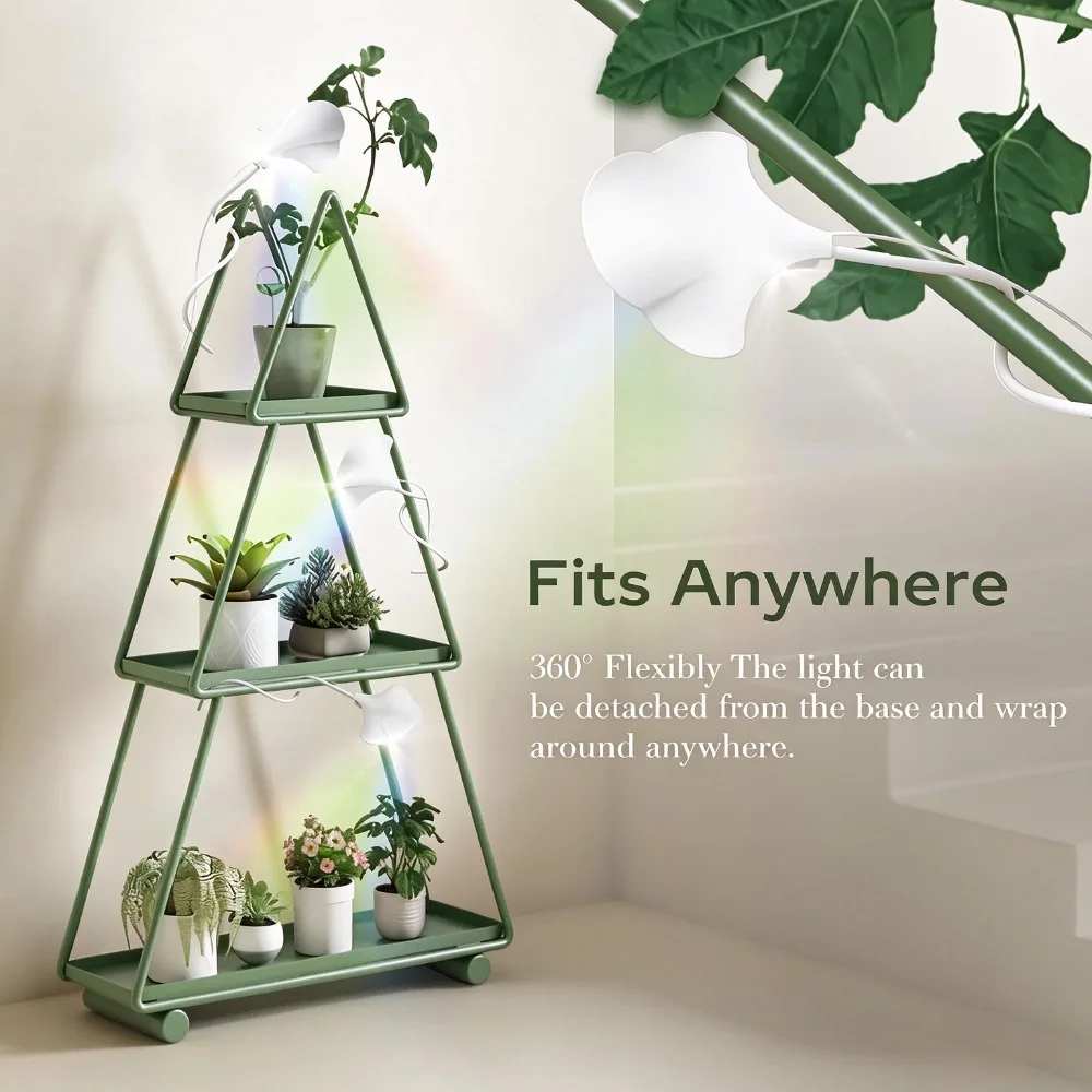 5W Apricot Leaf-Shaped Plant Lights 10-level Dimming Full Spectrum with 4-level Timer Function Growth Light for Indoor Plants