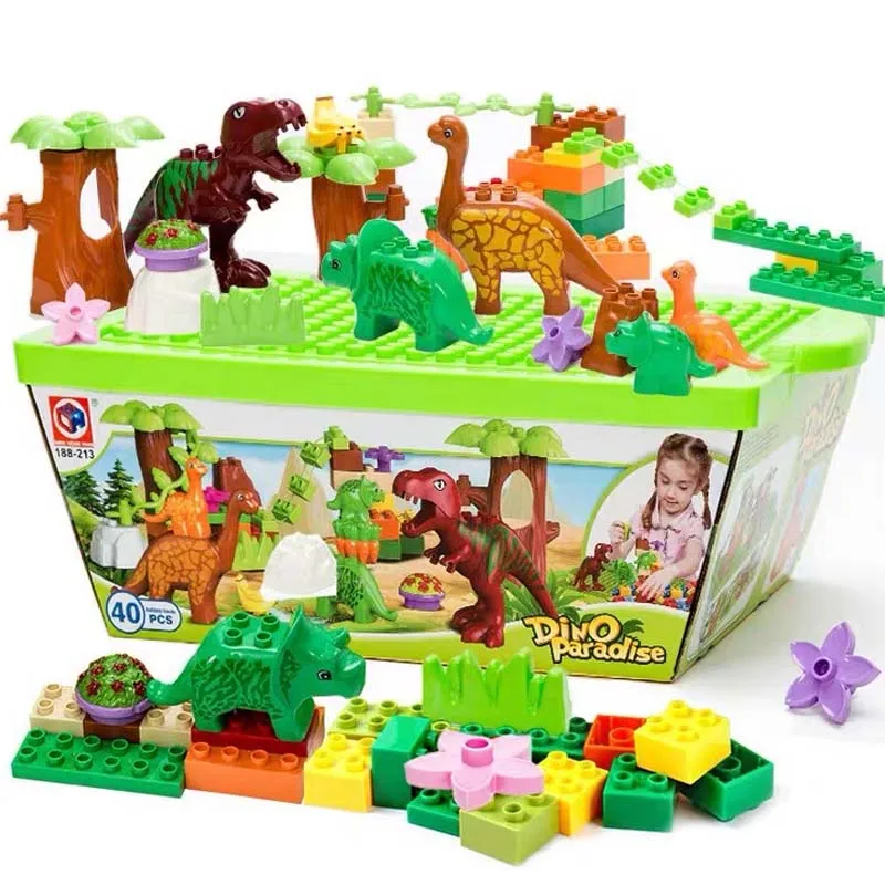 Creative Jurassic Dinosaur Paradise World Animal Forest Tree Kids Toys Building Blocks Animals Diy Assembled Bricks Boys Gifts