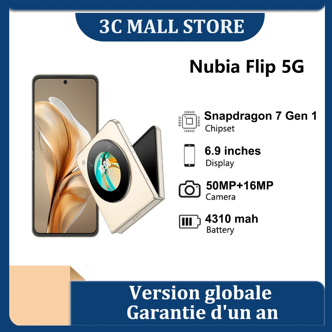 Global Version Nubia Flip, global Version, for inches, 7 Gen Gen mAh, 33W Charge, NFC,8 GB RAM,ROM de 256 Go, smart Phone